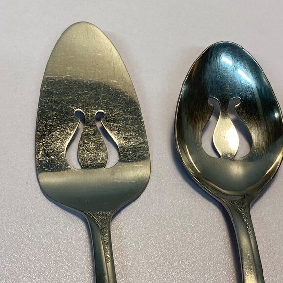 Vintage Ecko Eterna Stainless Steel Serving Pieces Silverware Set of 4 Floral - Picture 6 of 8